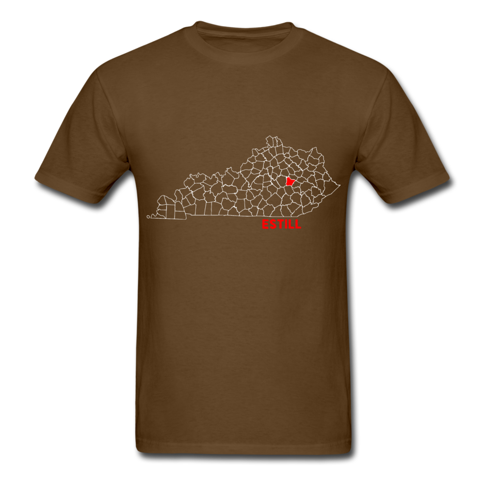 Estill County Map T-Shirt - brown