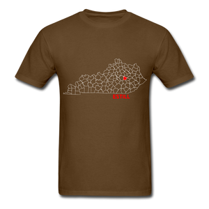 Estill County Map T-Shirt - brown