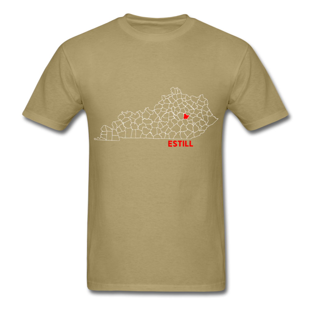 Estill County Map T-Shirt - khaki