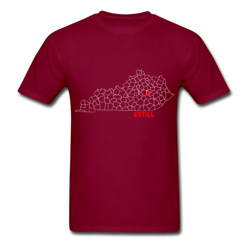 Estill County Map T-Shirt - burgundy