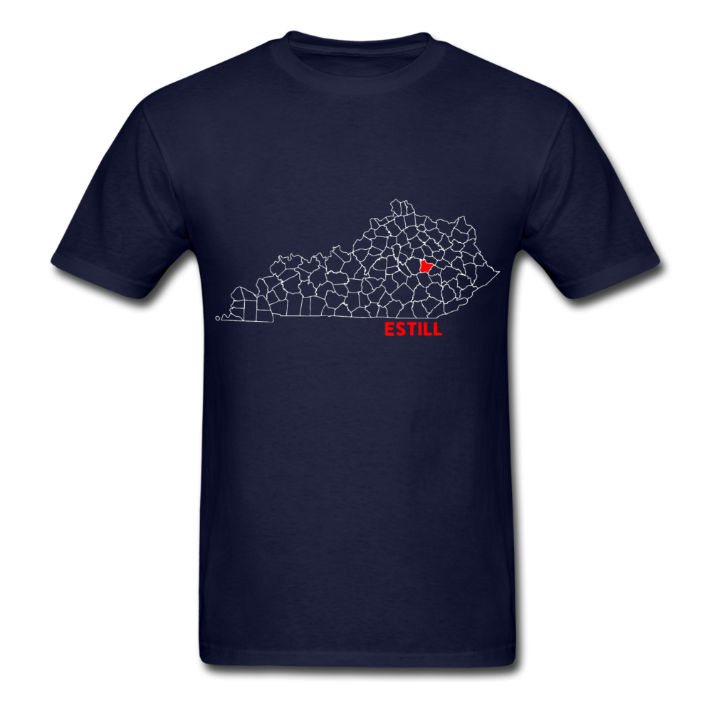 Estill County Map T-Shirt - navy