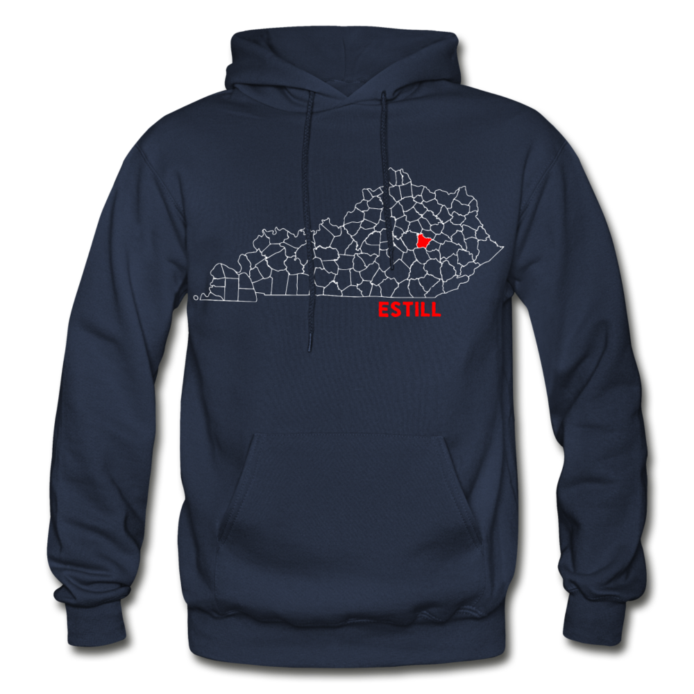 Estill County Map Hoodie - navy