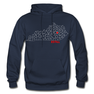 Estill County Map Hoodie - navy