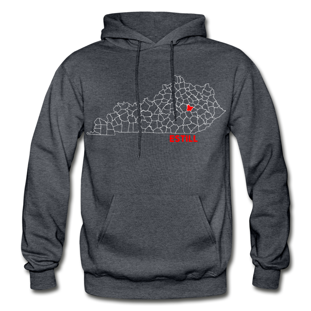 Estill County Map Hoodie - charcoal gray