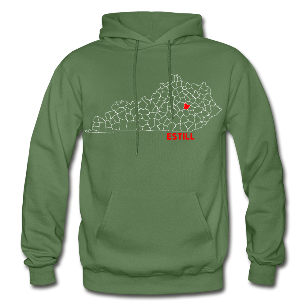 Estill County Map Hoodie - military green