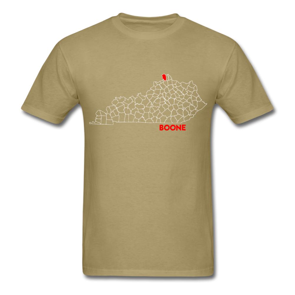 Boone County Map T-Shirt - khaki