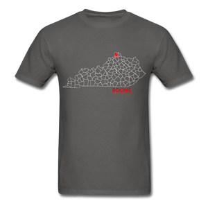 Boone County Map T-Shirt - charcoal