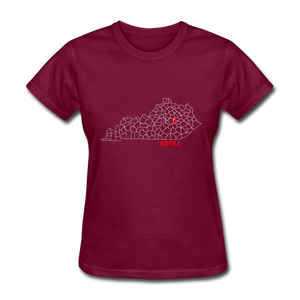 Estill County Map Women's T-Shirt - burgundy