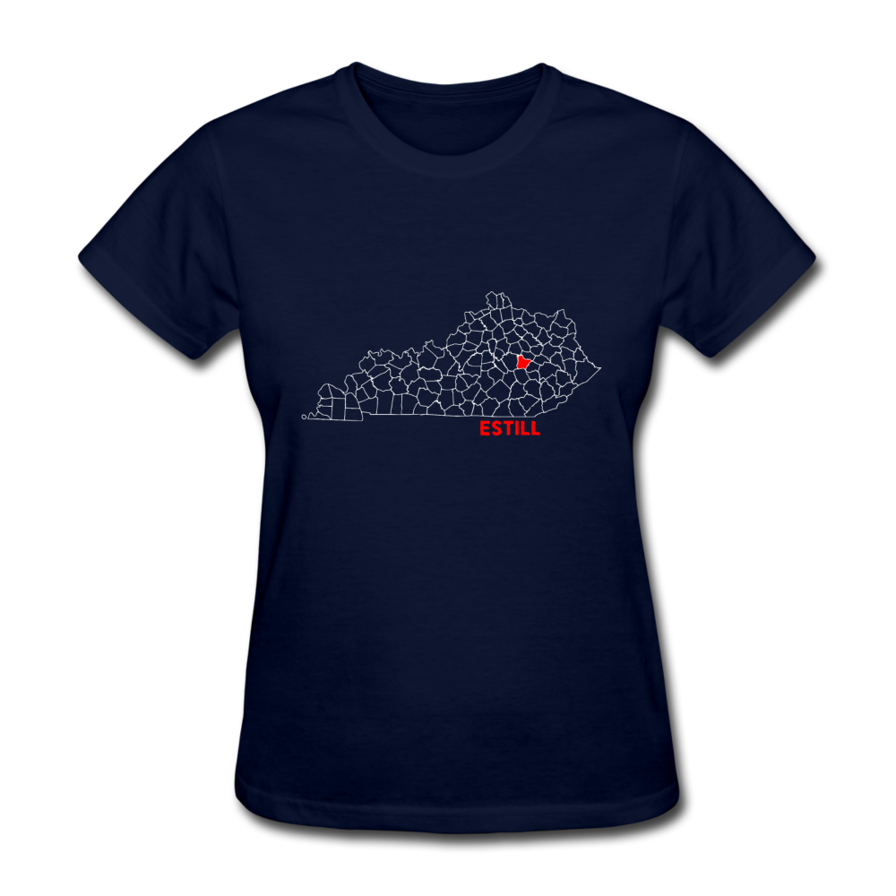 Estill County Map Women's T-Shirt - navy