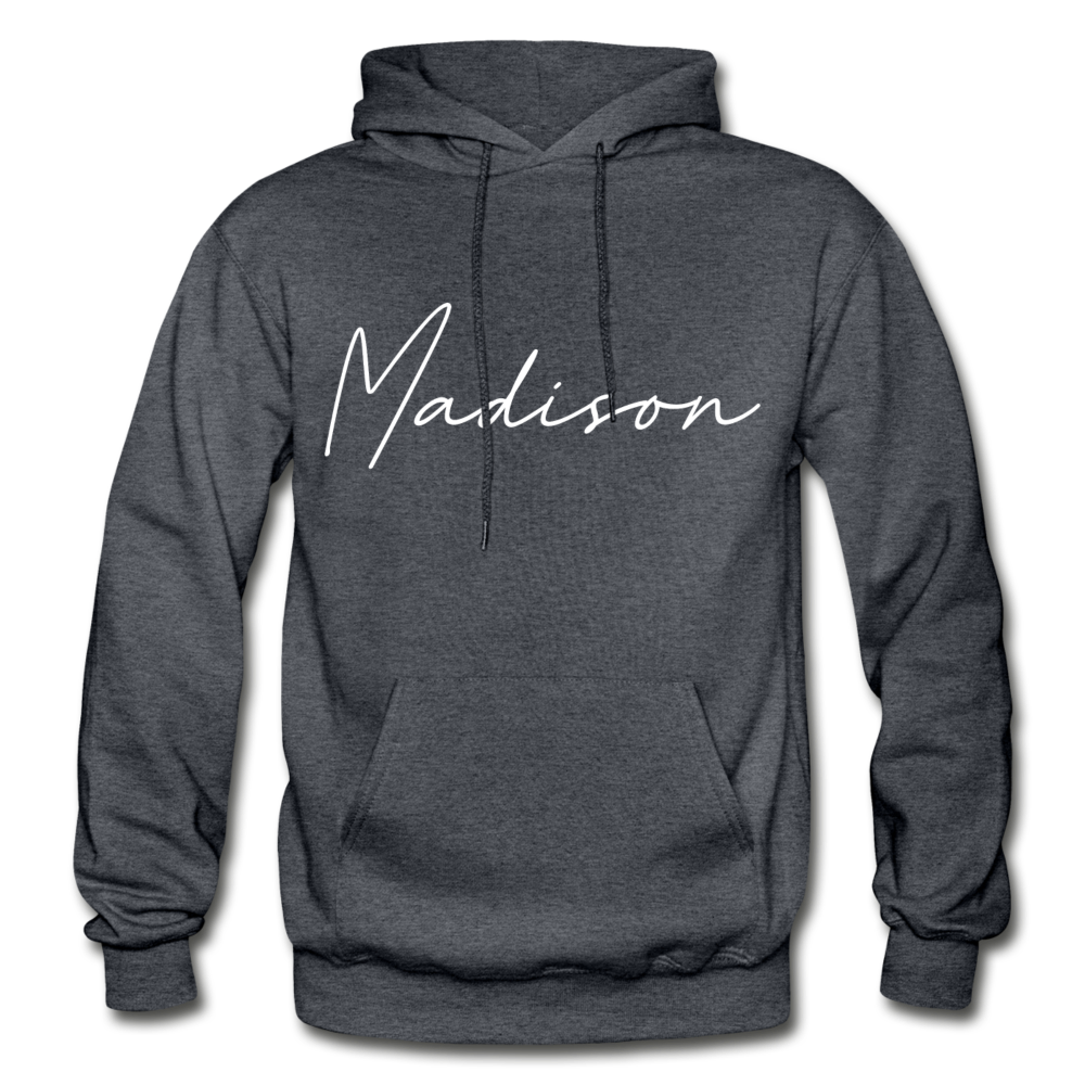 Madison County Cursive Hoodie - charcoal gray