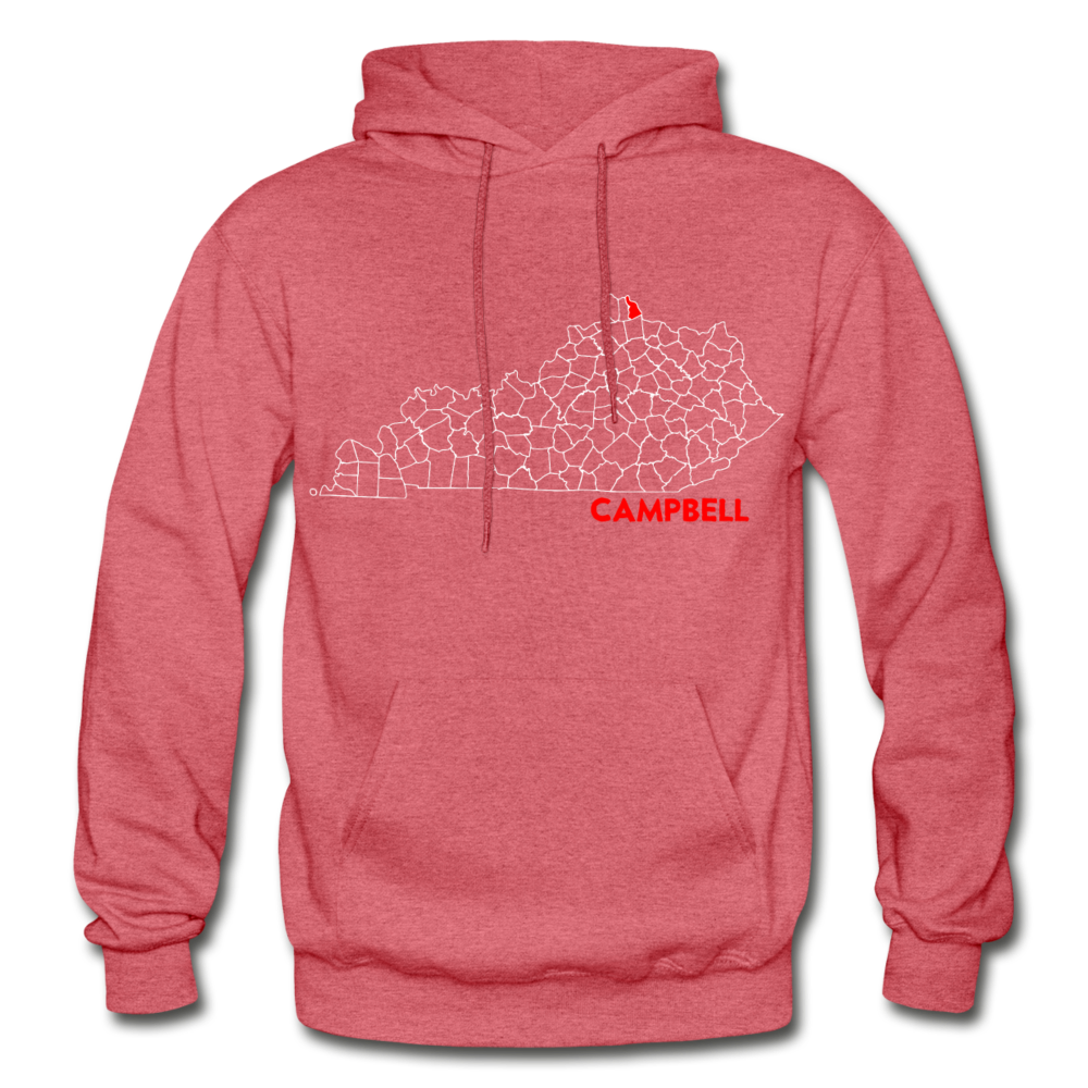 Campbell County Map Hoodie - heather red