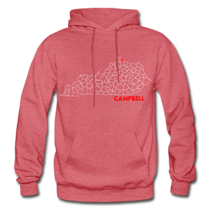 Campbell County Map Hoodie - heather red