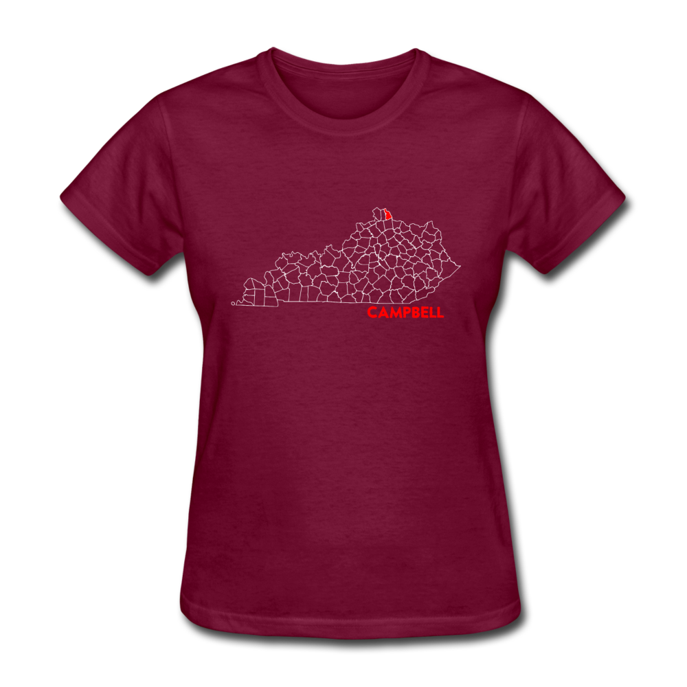 Campbell County Map Women's T-Shirt - burgundy