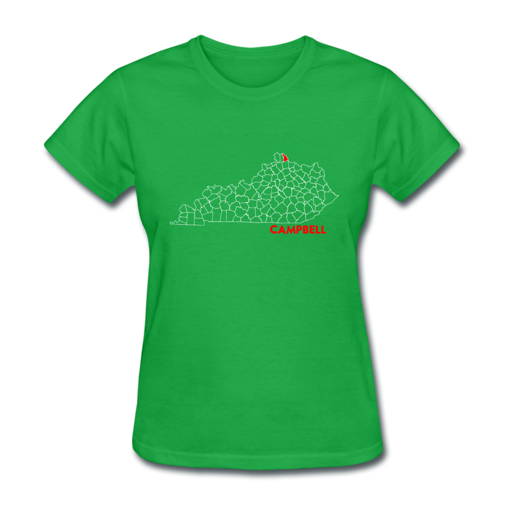 Campbell County Map Women's T-Shirt - bright green