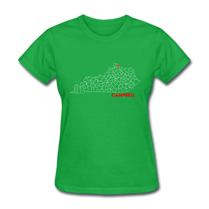 Campbell County Map Women's T-Shirt - bright green