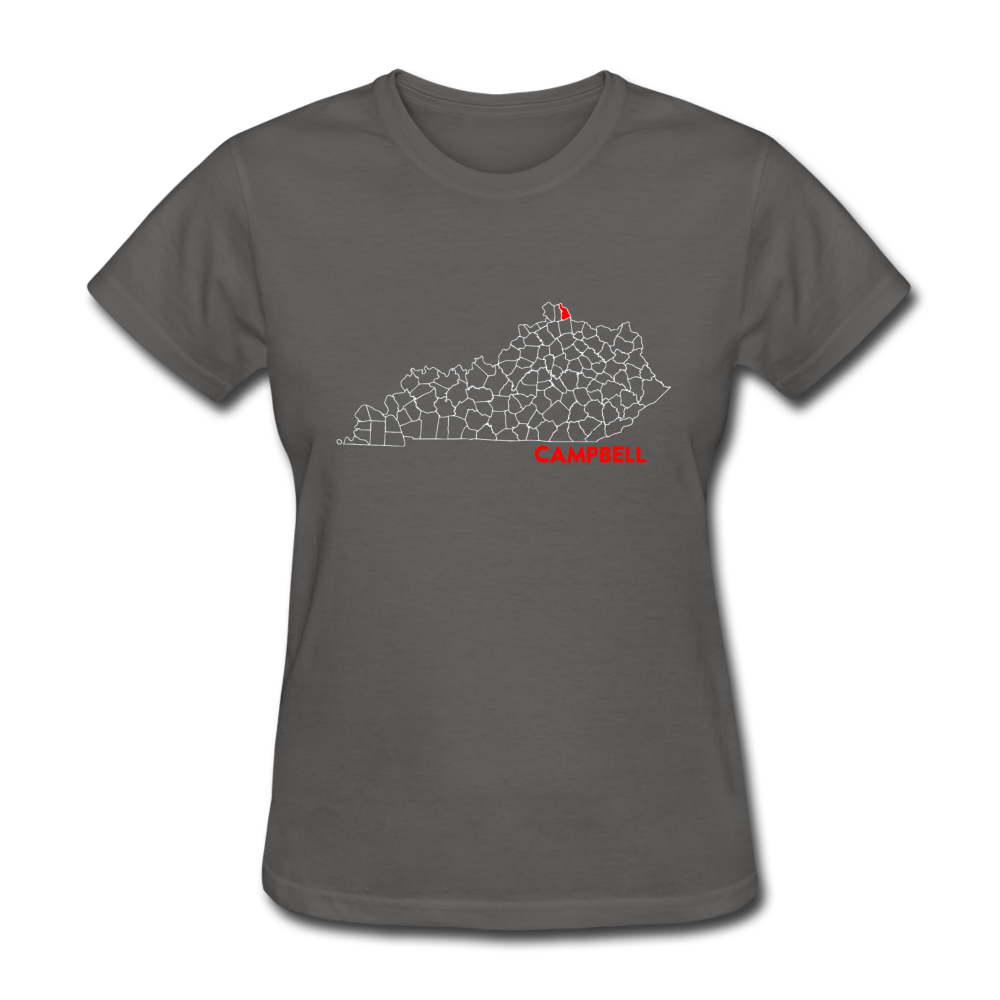 Campbell County Map Women's T-Shirt - charcoal