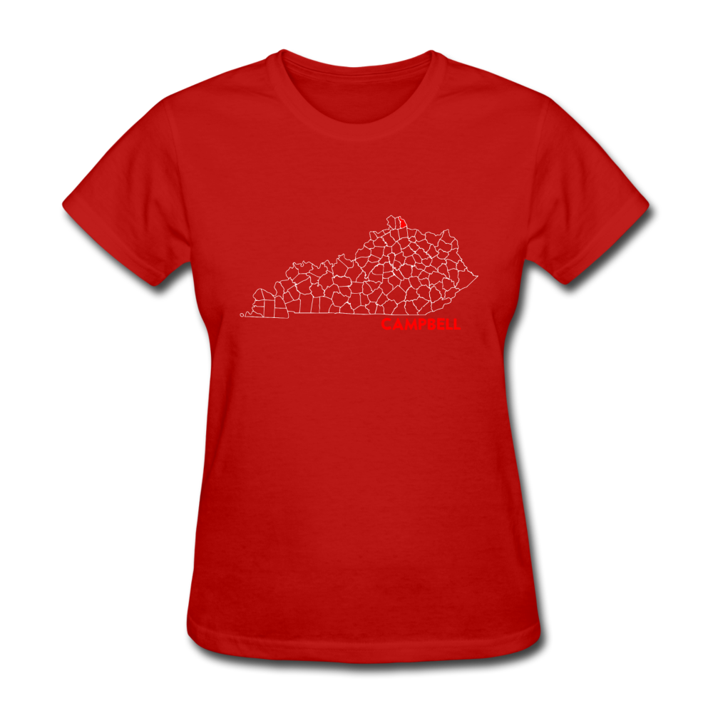 Campbell County Map Women's T-Shirt - red