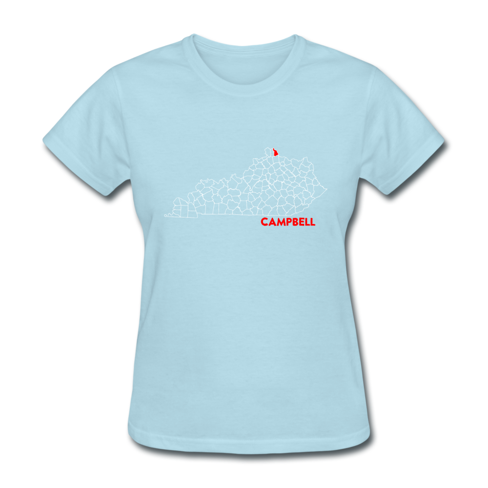 Campbell County Map Women's T-Shirt - powder blue