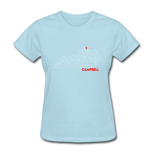 Campbell County Map Women's T-Shirt - powder blue