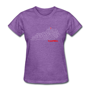 Campbell County Map Women's T-Shirt - purple heather