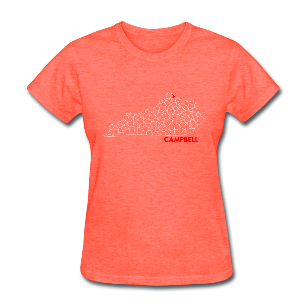 Campbell County Map Women's T-Shirt - heather coral