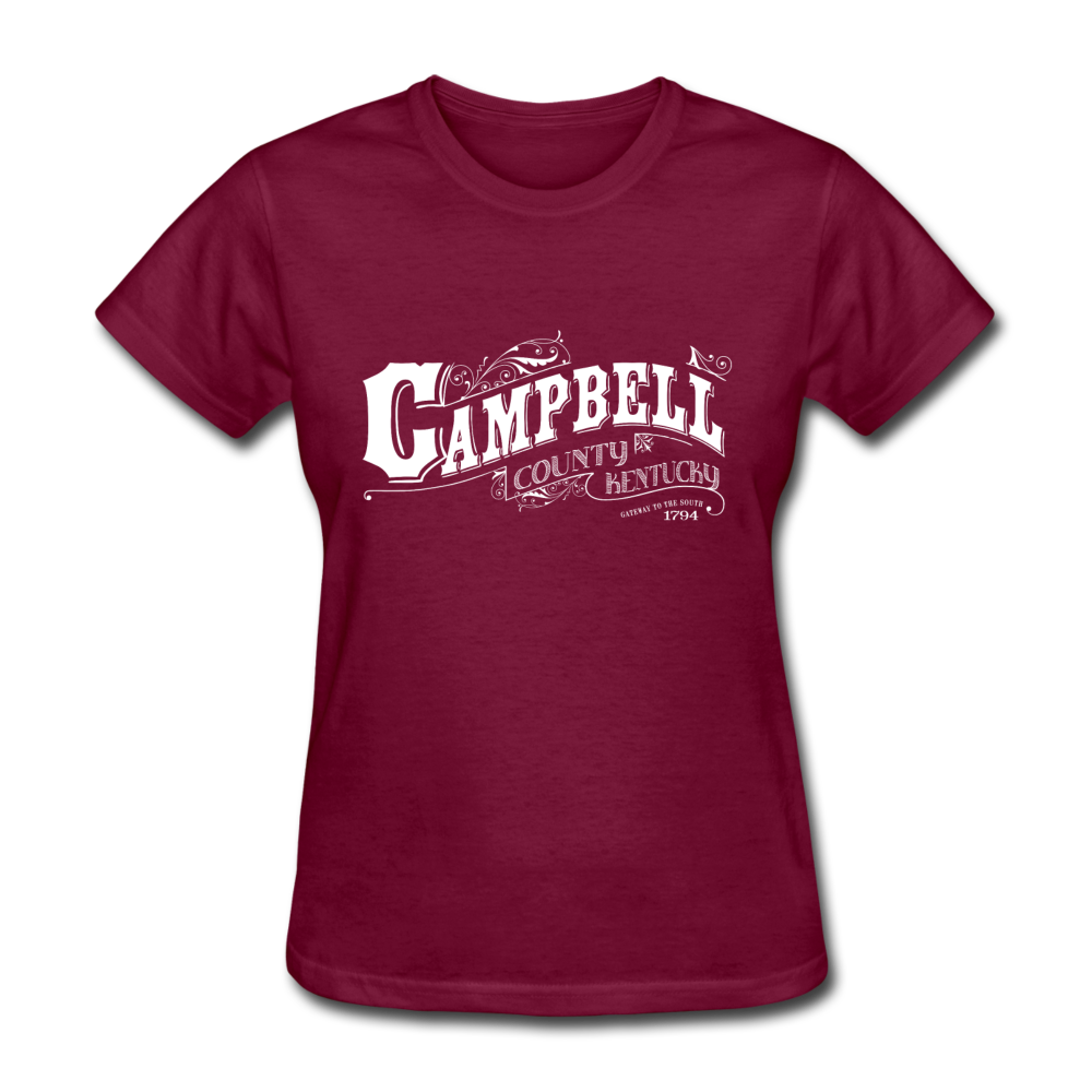 Campbell County Ornate Women's T-Shirt - burgundy