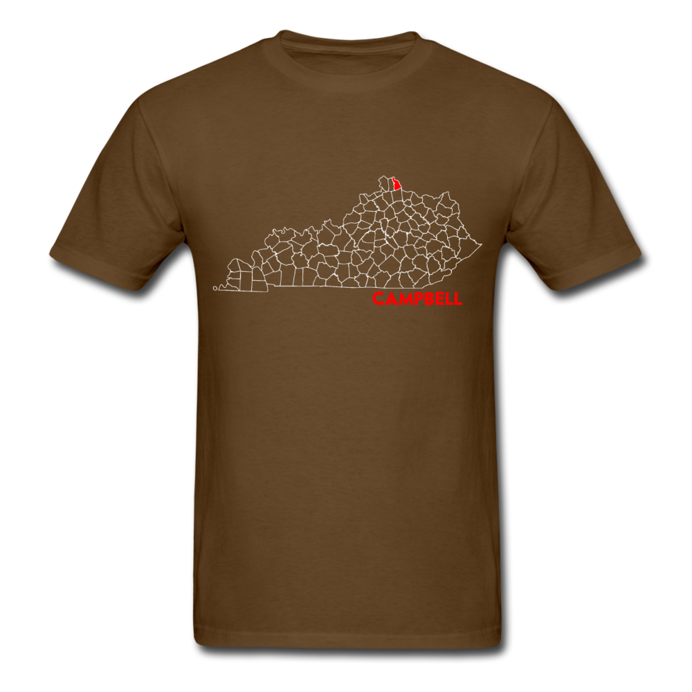 Campbell County Map T-Shirt - brown