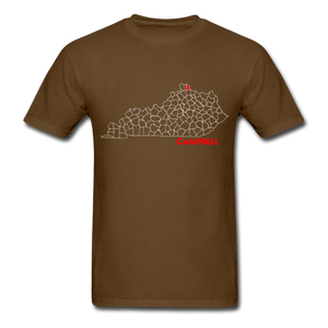 Campbell County Map T-Shirt - brown