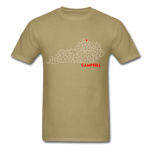 Campbell County Map T-Shirt - khaki