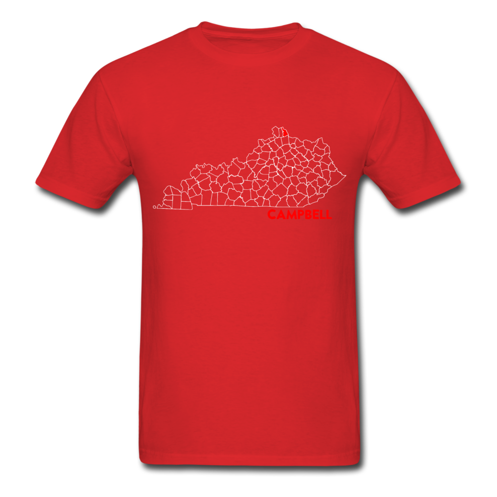 Campbell County Map T-Shirt - red