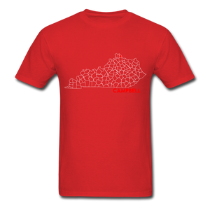 Campbell County Map T-Shirt - red