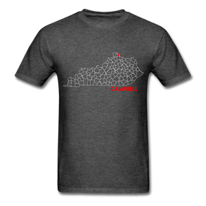 Campbell County Map T-Shirt - heather black