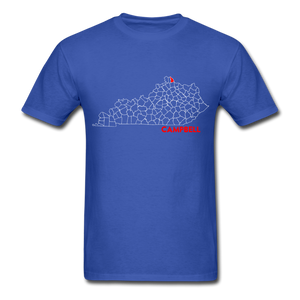 Campbell County Map T-Shirt - royal blue