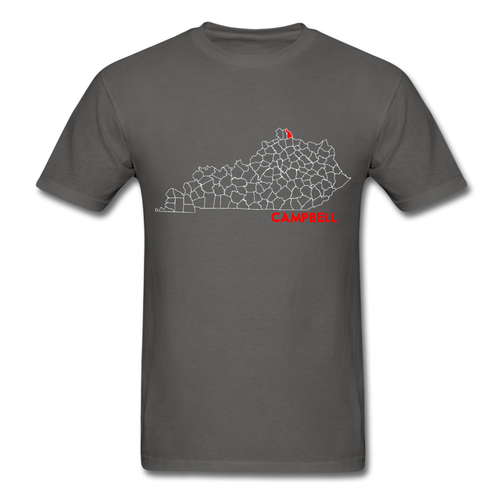 Campbell County Map T-Shirt - charcoal