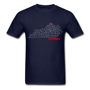 Campbell County Map T-Shirt - navy