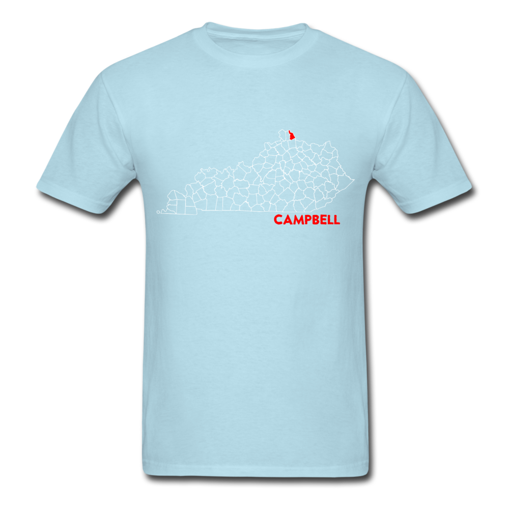 Campbell County Map T-Shirt - powder blue