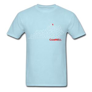 Campbell County Map T-Shirt - powder blue