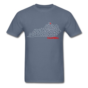 Campbell County Map T-Shirt - denim