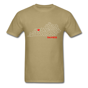 Daviess County Map T-Shirt - khaki