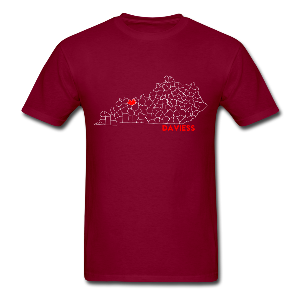 Daviess County Map T-Shirt - burgundy