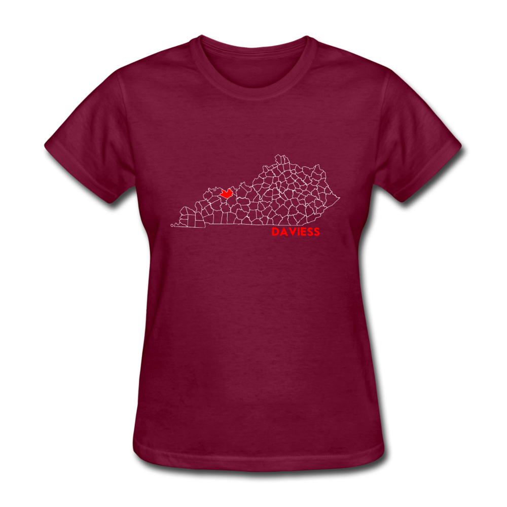 Daviess County Map Women's T-Shirt - burgundy