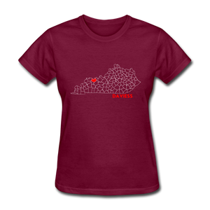 Daviess County Map Women's T-Shirt - burgundy