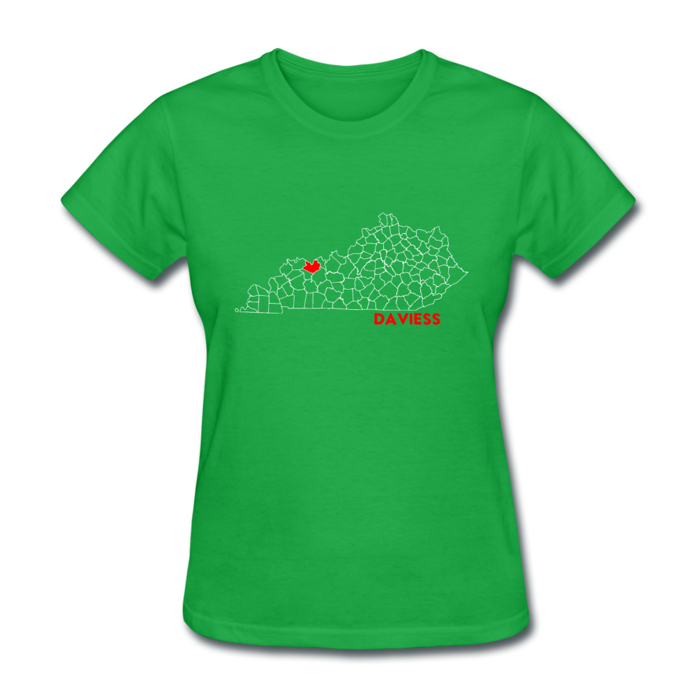 Daviess County Map Women's T-Shirt - bright green