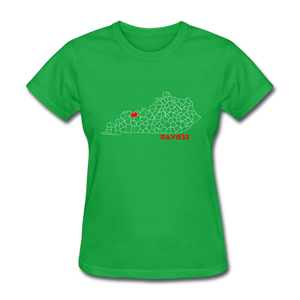 Daviess County Map Women's T-Shirt - bright green