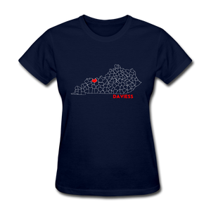 Daviess County Map Women's T-Shirt - navy