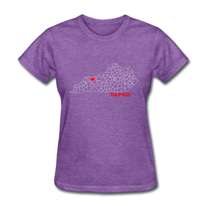 Daviess County Map Women's T-Shirt - purple heather