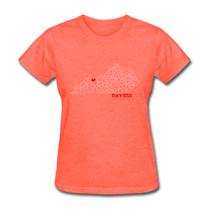 Daviess County Map Women's T-Shirt - heather coral