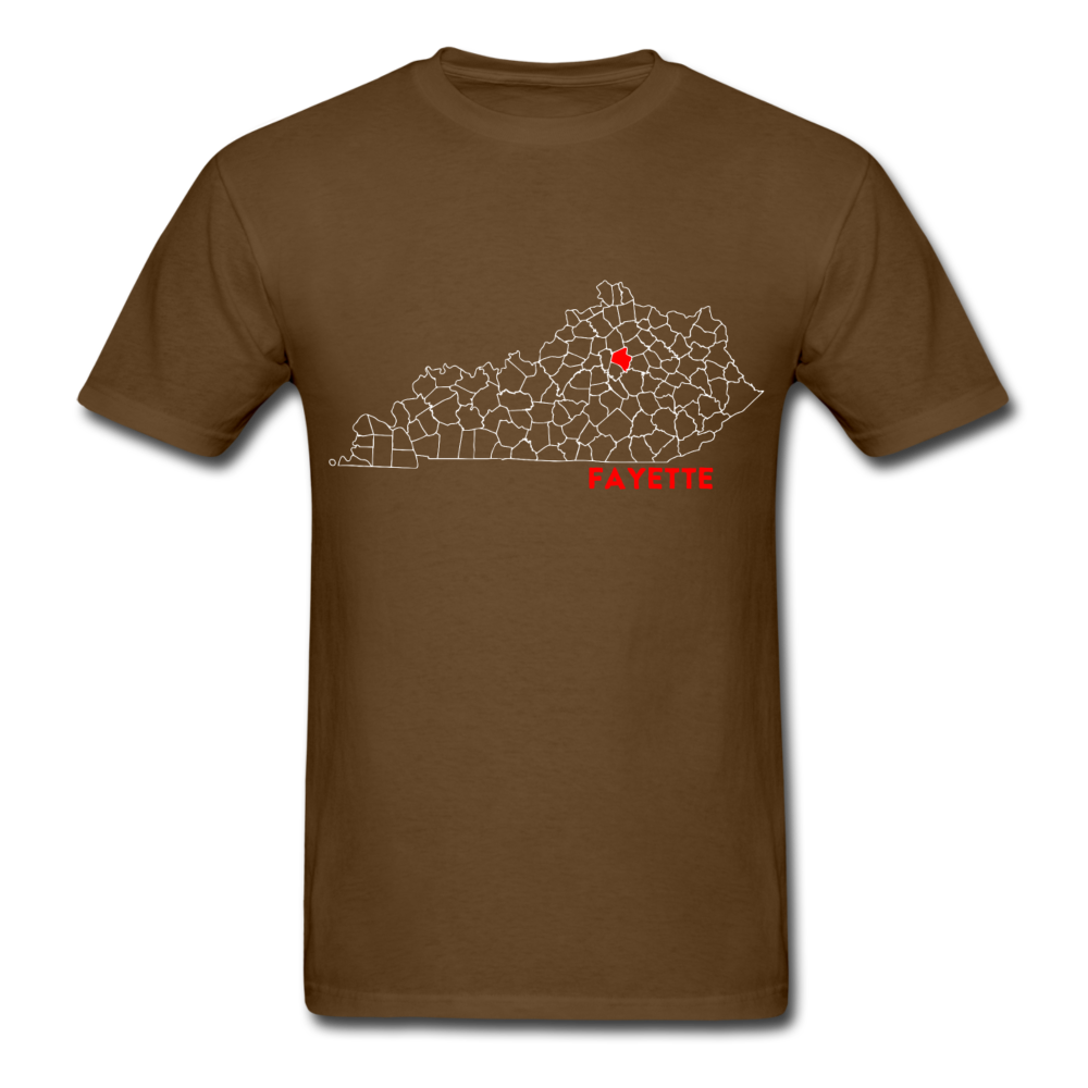 Fayette County Map T-Shirt - brown