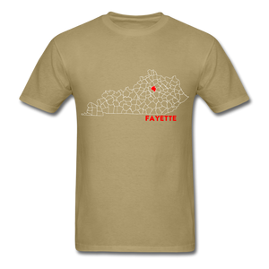 Fayette County Map T-Shirt - khaki