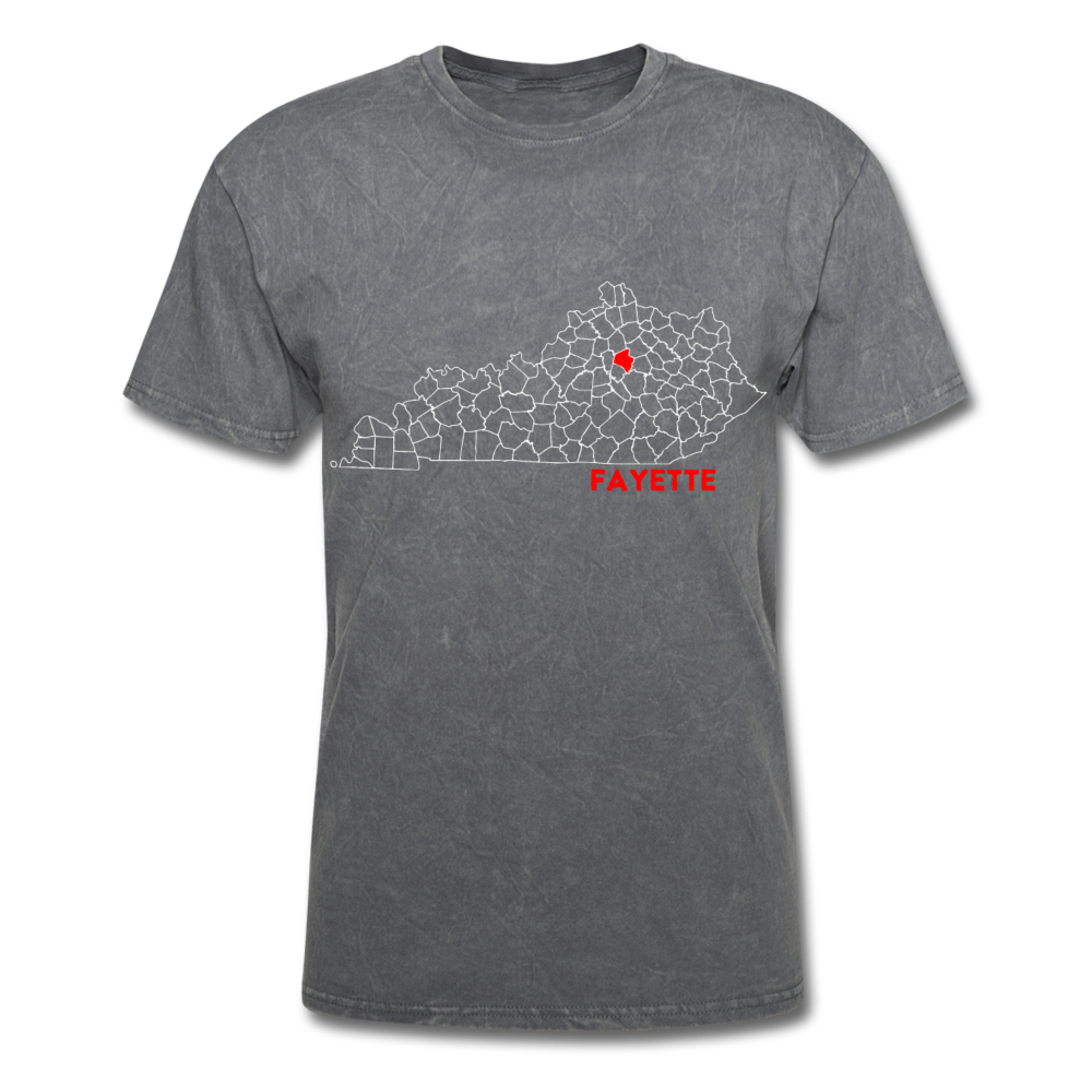 Fayette County Map T-Shirt - mineral charcoal gray